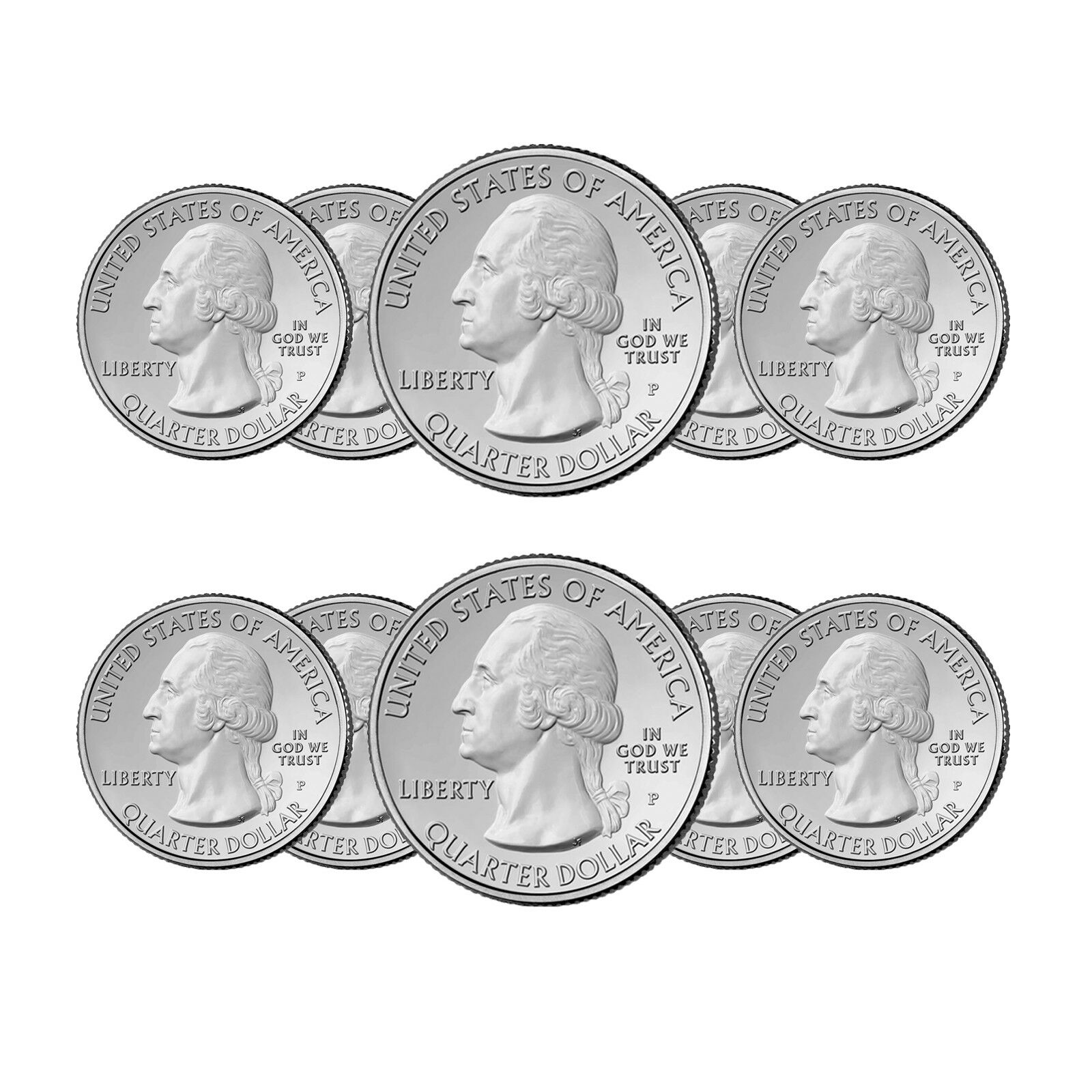 2012 P&d National Park Quarters 10 Coin Set Free Shipping Best Price