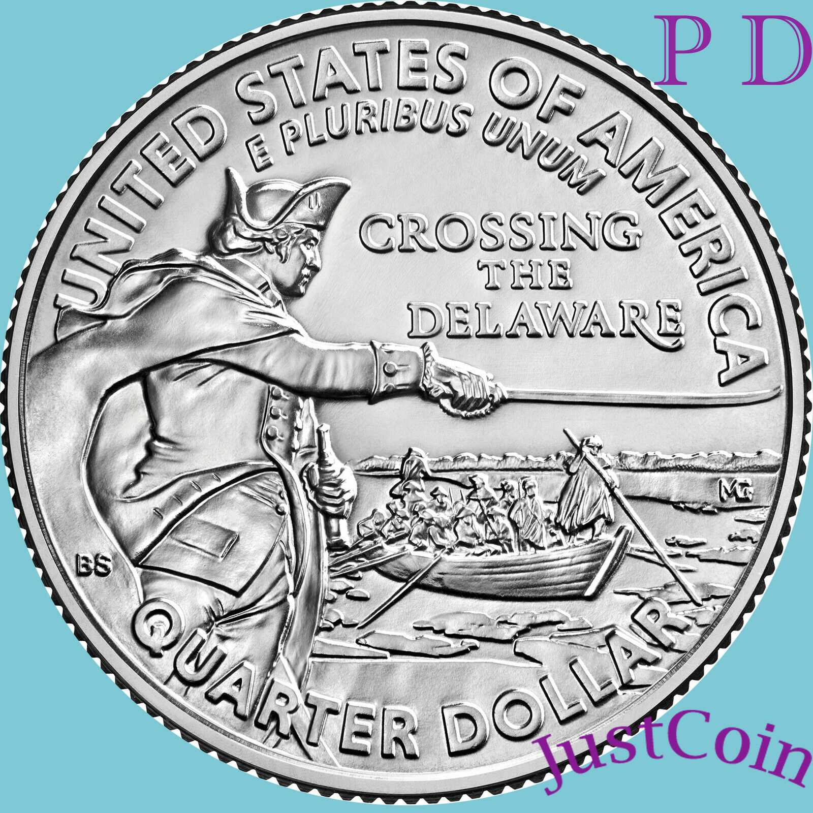 2021 P&d General George Washington Crossing Delaware Two Uncirculated Quarters