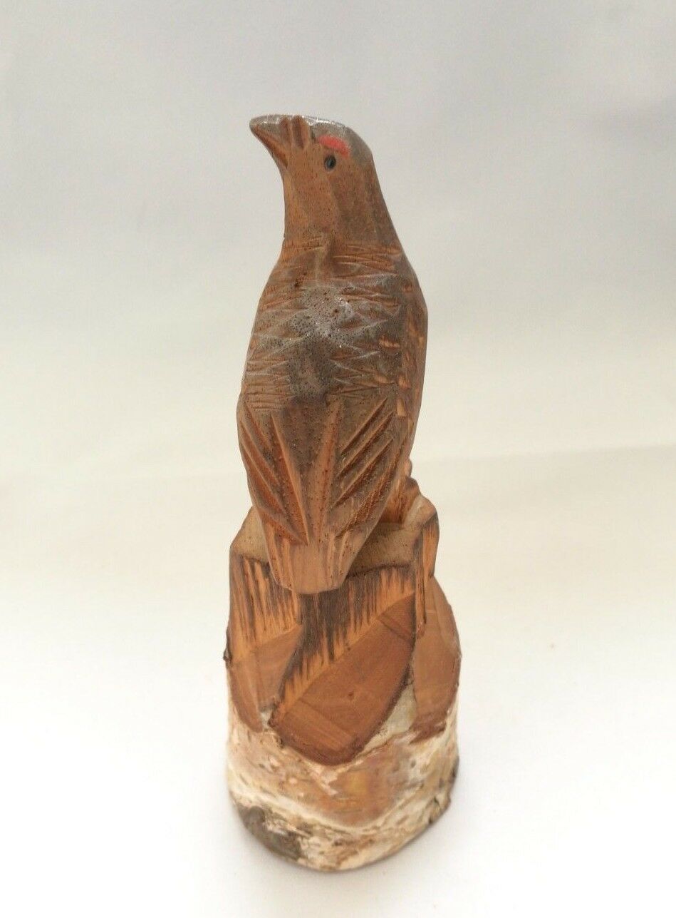 Vintage Antique Japanese Kokeshi Wooden Brown Doll Eagle Hawk Bird Carved Craft
