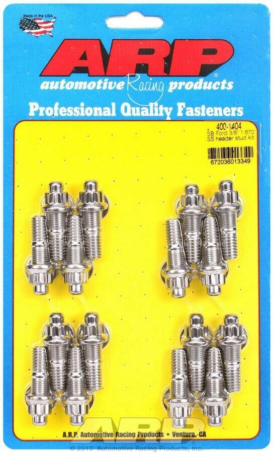 Arp Header Stud 1.670 In 12 Point Nuts Polished Ford 16 Pc P/n 400-1404