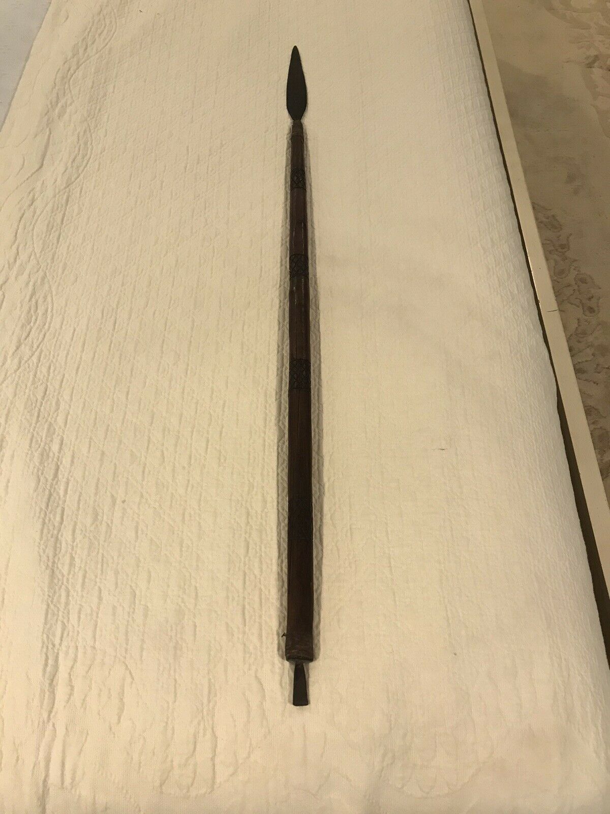 African Assegai (spear) 36" Long With Unusual Metal Tab. I Got It From S. Africa