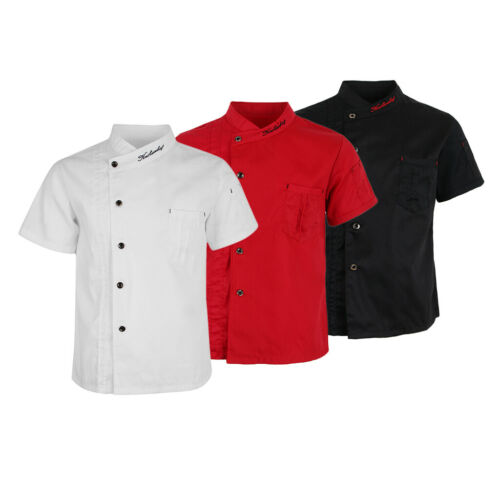 Unisex Cool Chef Jackets Short Sleeves Coat Waiters Shirt Hotel Kitchen Uniforms