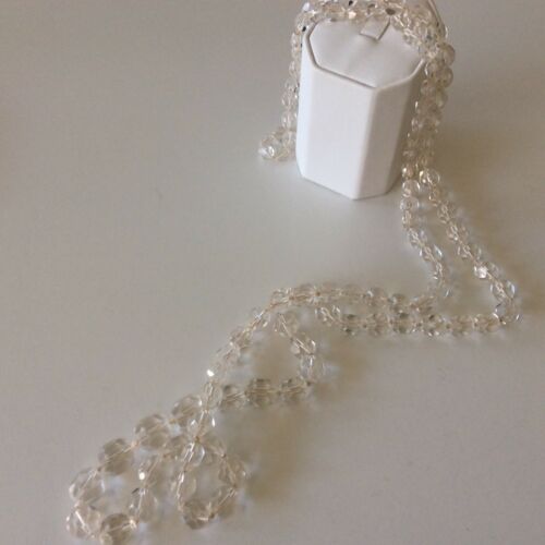 Deco Revival Faceted Crystal Graduated Bead 48" Flapper Necklace