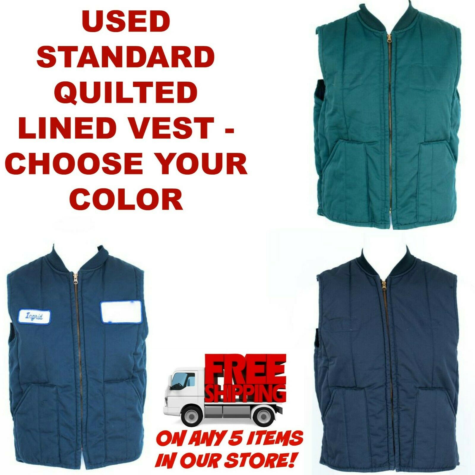 Used Quilted Lined Work Vest Cintas, Unifirst, Redkap, G&k