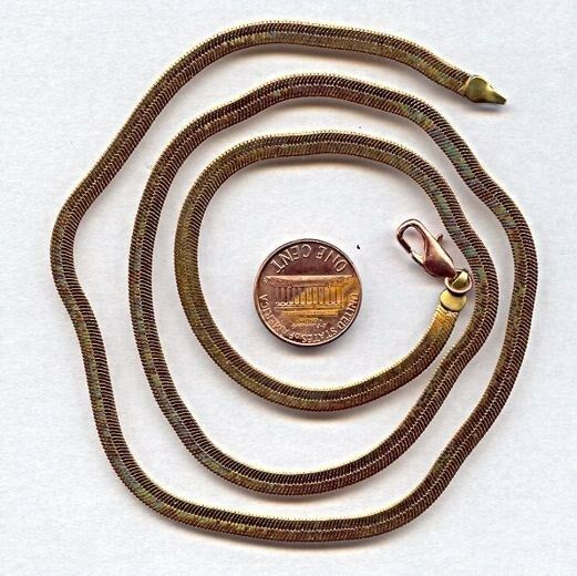 1 Vintage Solid Brass Flex 4mm. Herringbone Chain 24" Necklace  243
