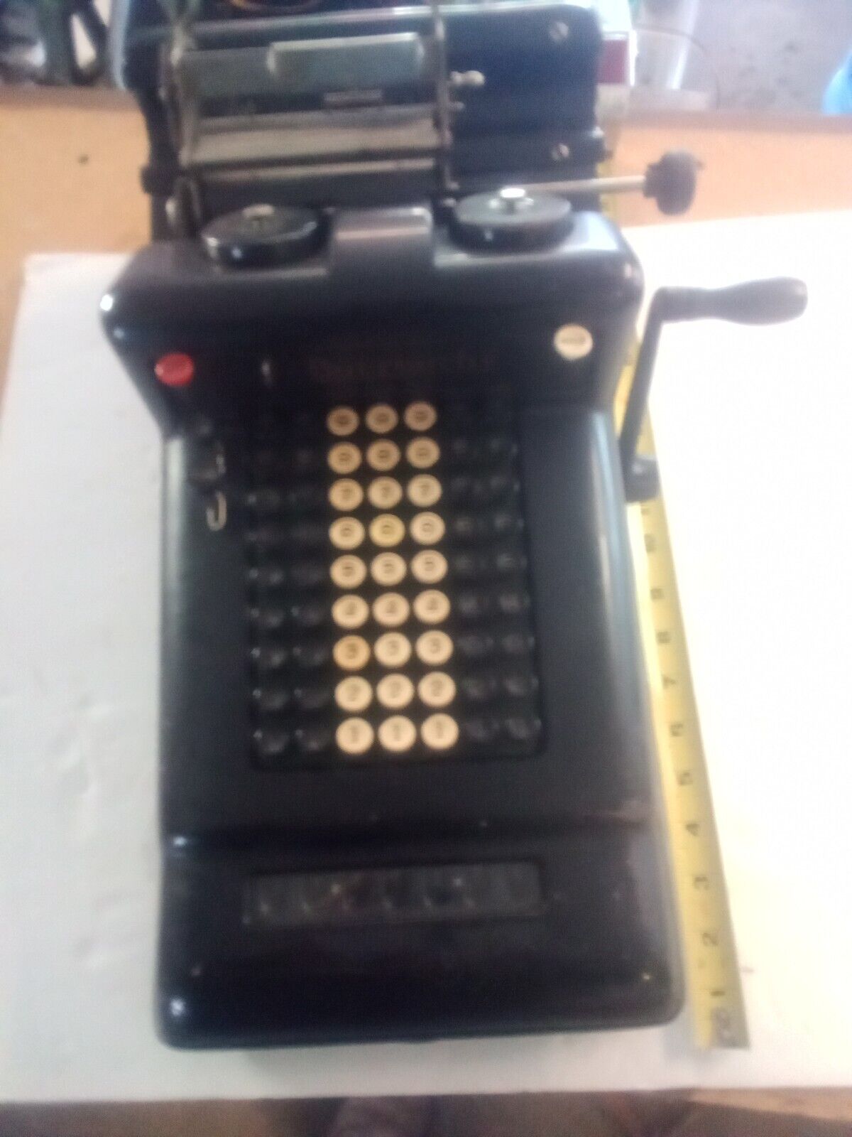 Burroughs Adding Machine,7 Rows Of Keys,no Model #,numbers Move In Glass Window