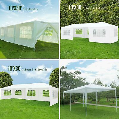 10'x30' Outdoor Canopy Party Wedding Tent White Gazebo Pavilion 5/7/8 Sidewalls
