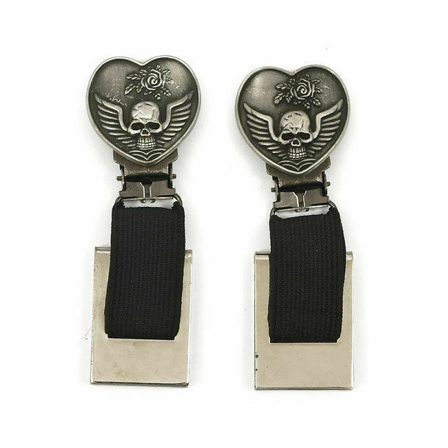Ryder Clips Heart & Skull, 1 Pair, With Patina For Boots
