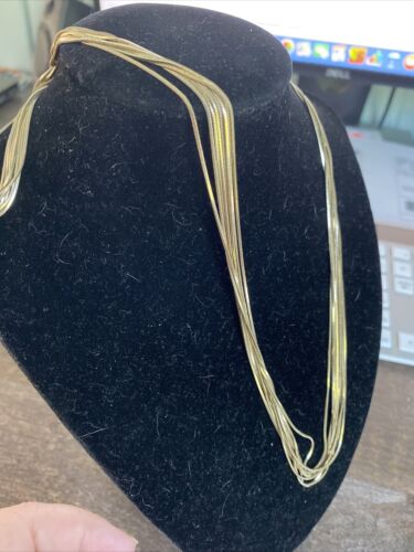 Vintage Ann Taylor Factory 8 Strand Gold Tone Necklace 28”